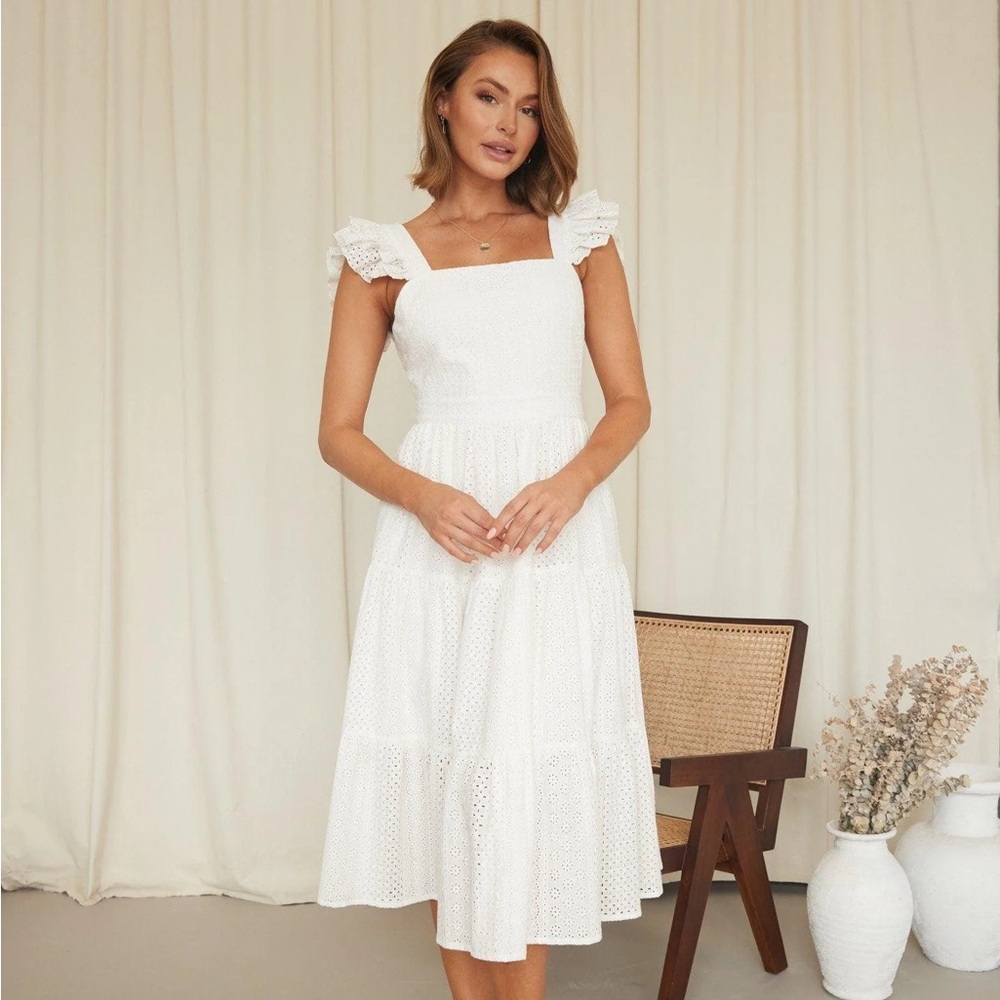Mathilda White Midi Dress